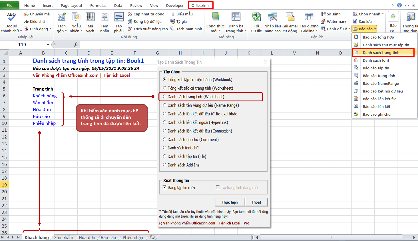 Tạo báo cáo tổng quát về tập tin Excel