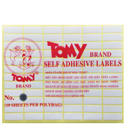 Decal A5 Tomy 123 - 10x29mm